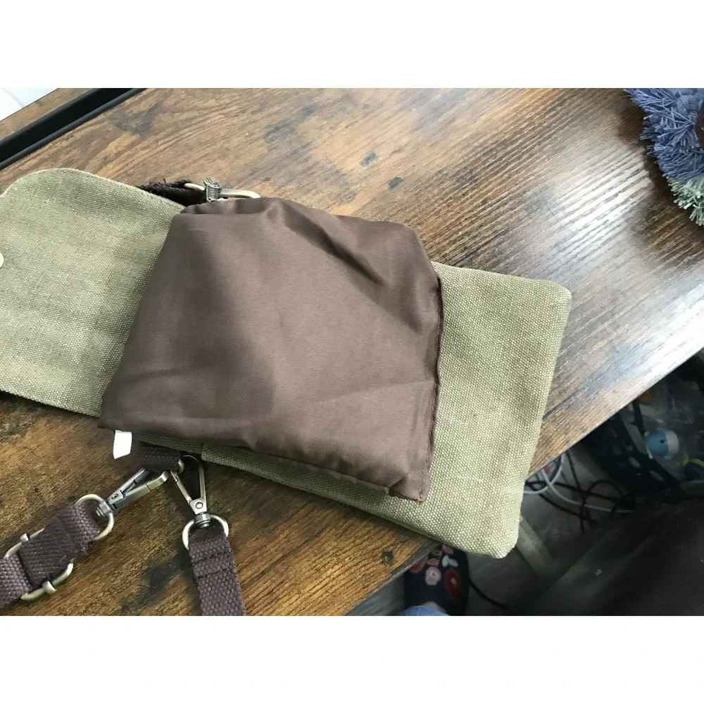 Embroidered Bohemian Canvas Flip Crossbody Small Cell Phone Bag Green And Brown‎